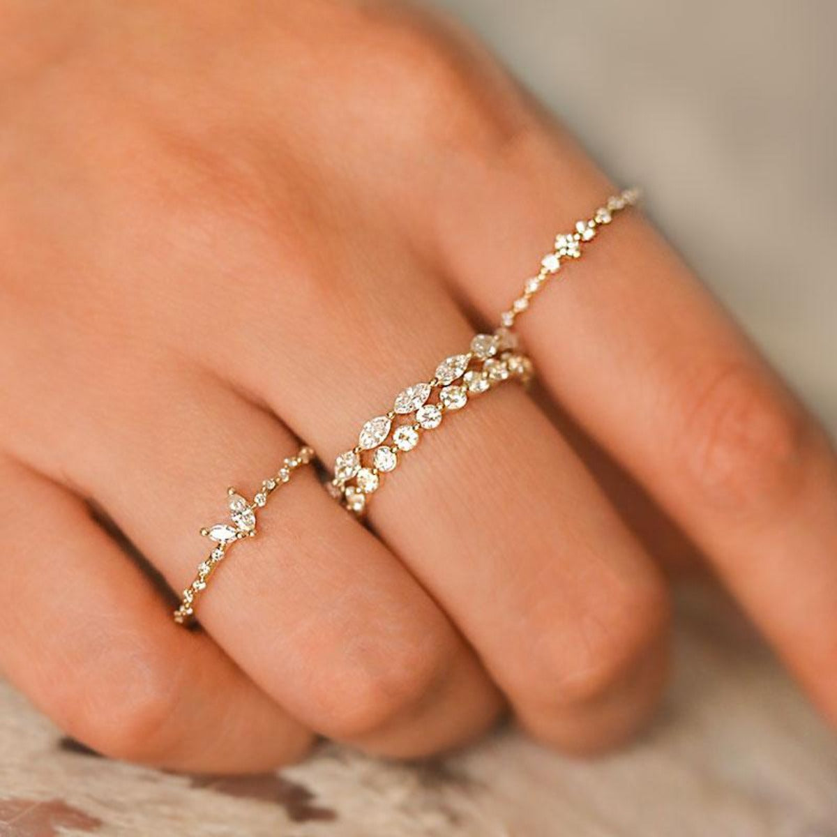 Brilliant Floating Round and Marquise Diamond Ring