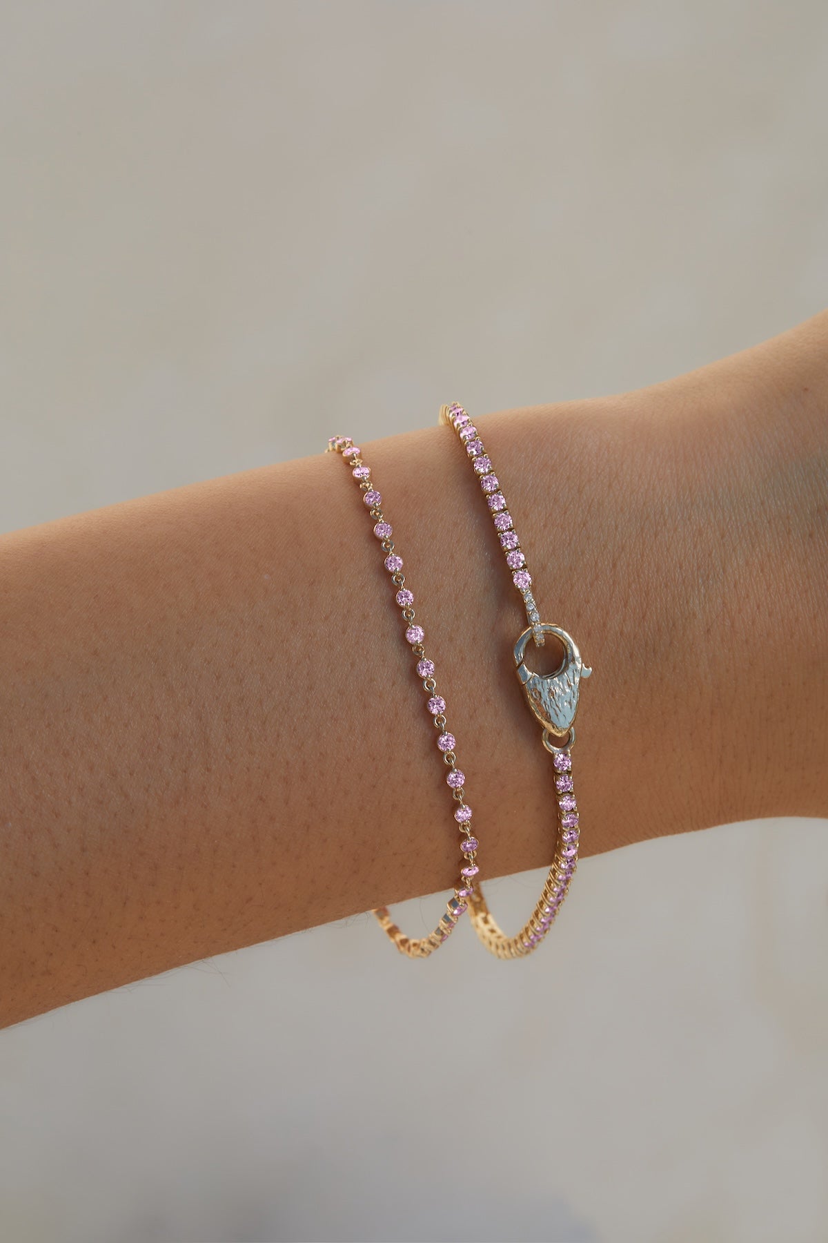 Pink Sapphire Tennis Lock Bracelet
