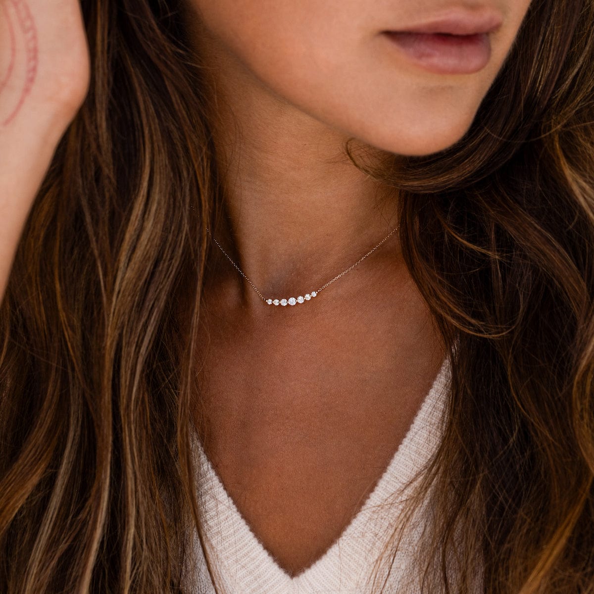 Lab-Grown Floating White Diamond Necklace
