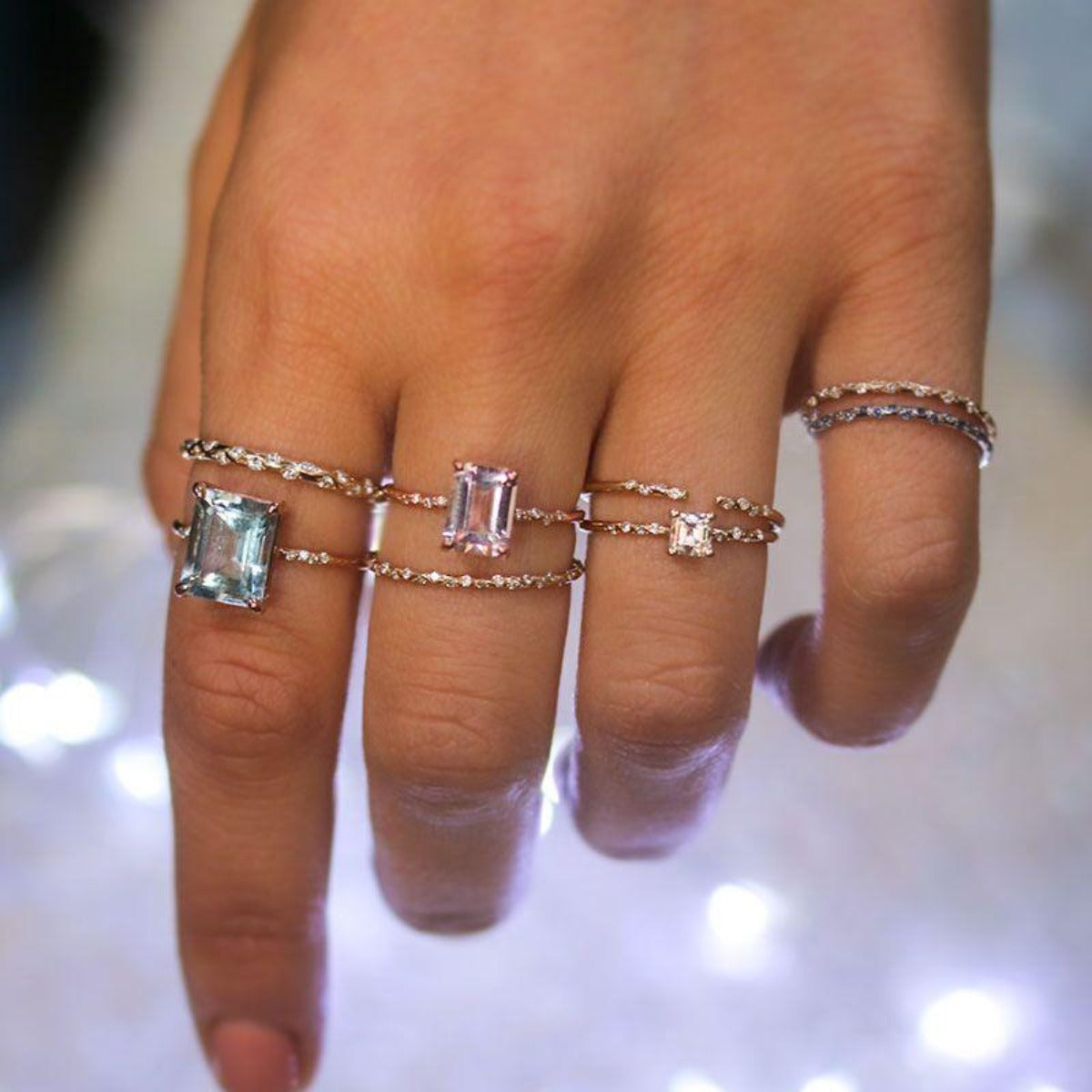 Large Starry Morganite Ring