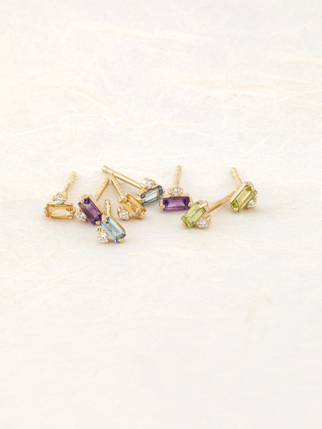 Dainty Baguette Gemstone Studs
